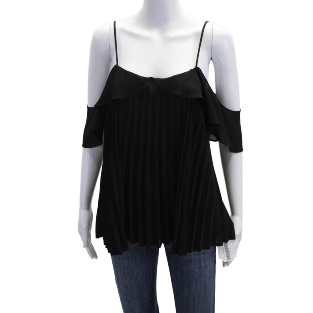 Delfi Women Camisole Black Polyester Sleeveless Hook & Eye Size S